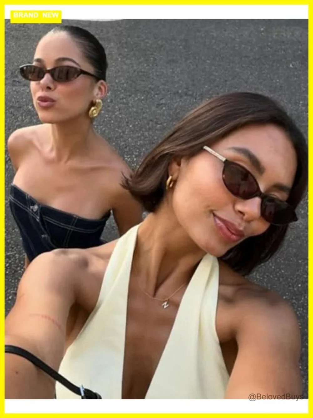 Retro Oval Sunglasses for Women - Cat Eye 90s Shades UV Protection Lightweight